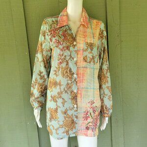 SOFT SURROUNDINGS Embroidered Rhinestone Shirt Top Medium M